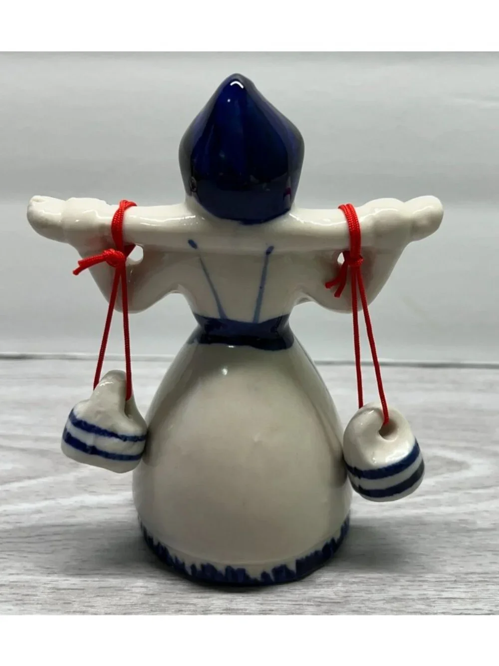 Delft Style Dutch Milkmaid Girl Figurine Vintage Ceramic Windmill Scene