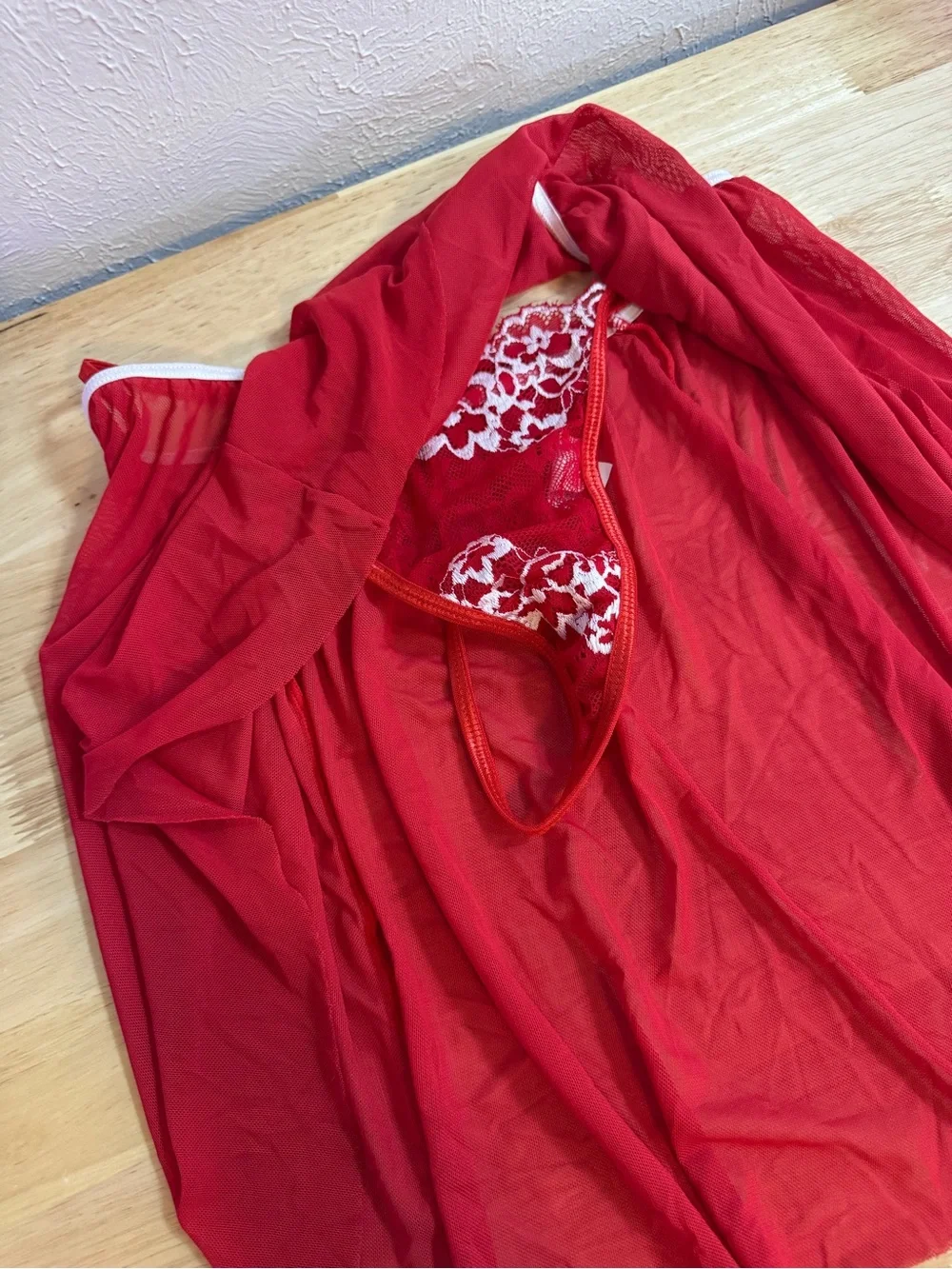Lipstick Red Sheer Lingerie Circle Skirt