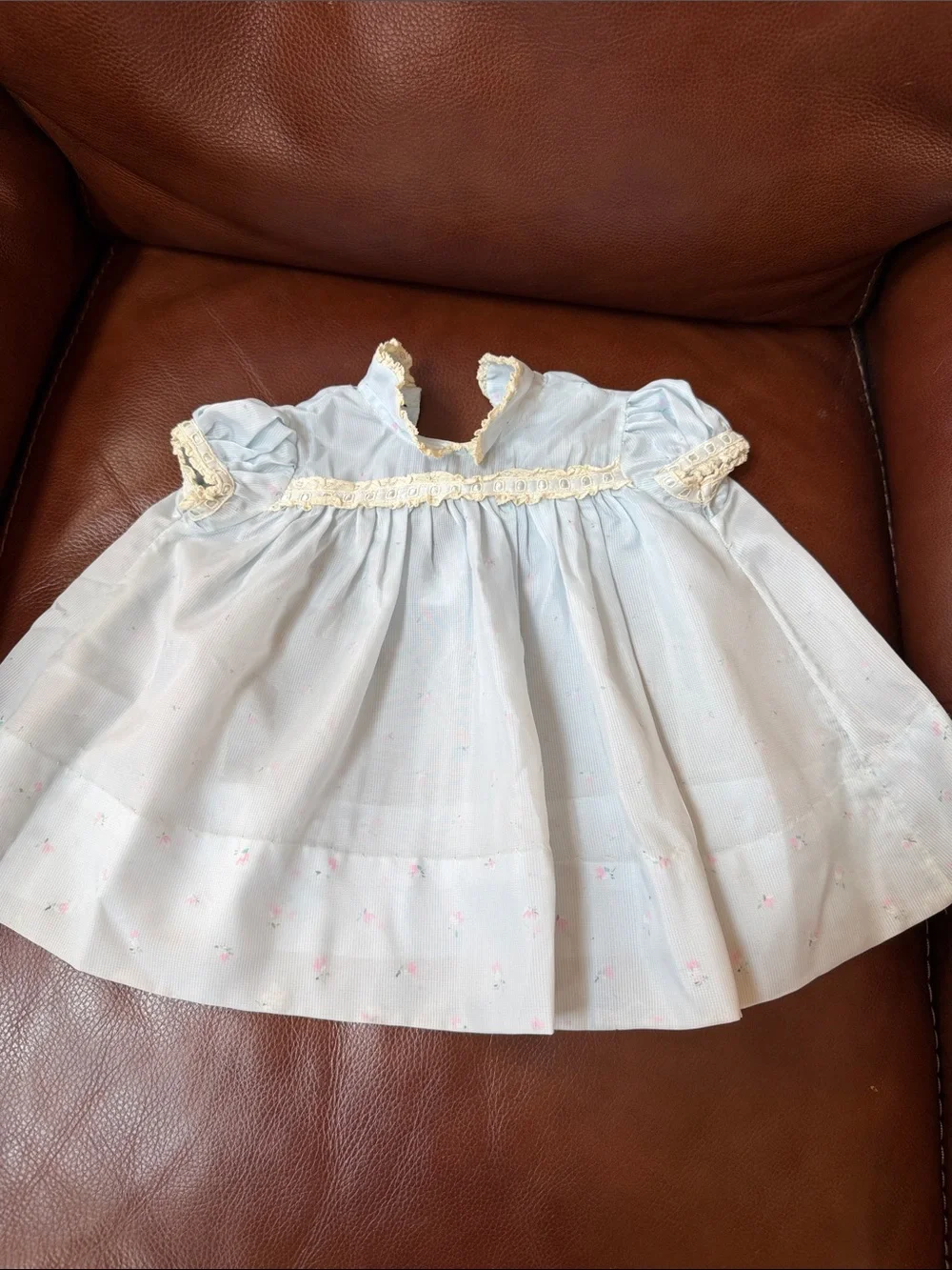 1950’s Classic Light Blue Baby Dress with Lace Trim
