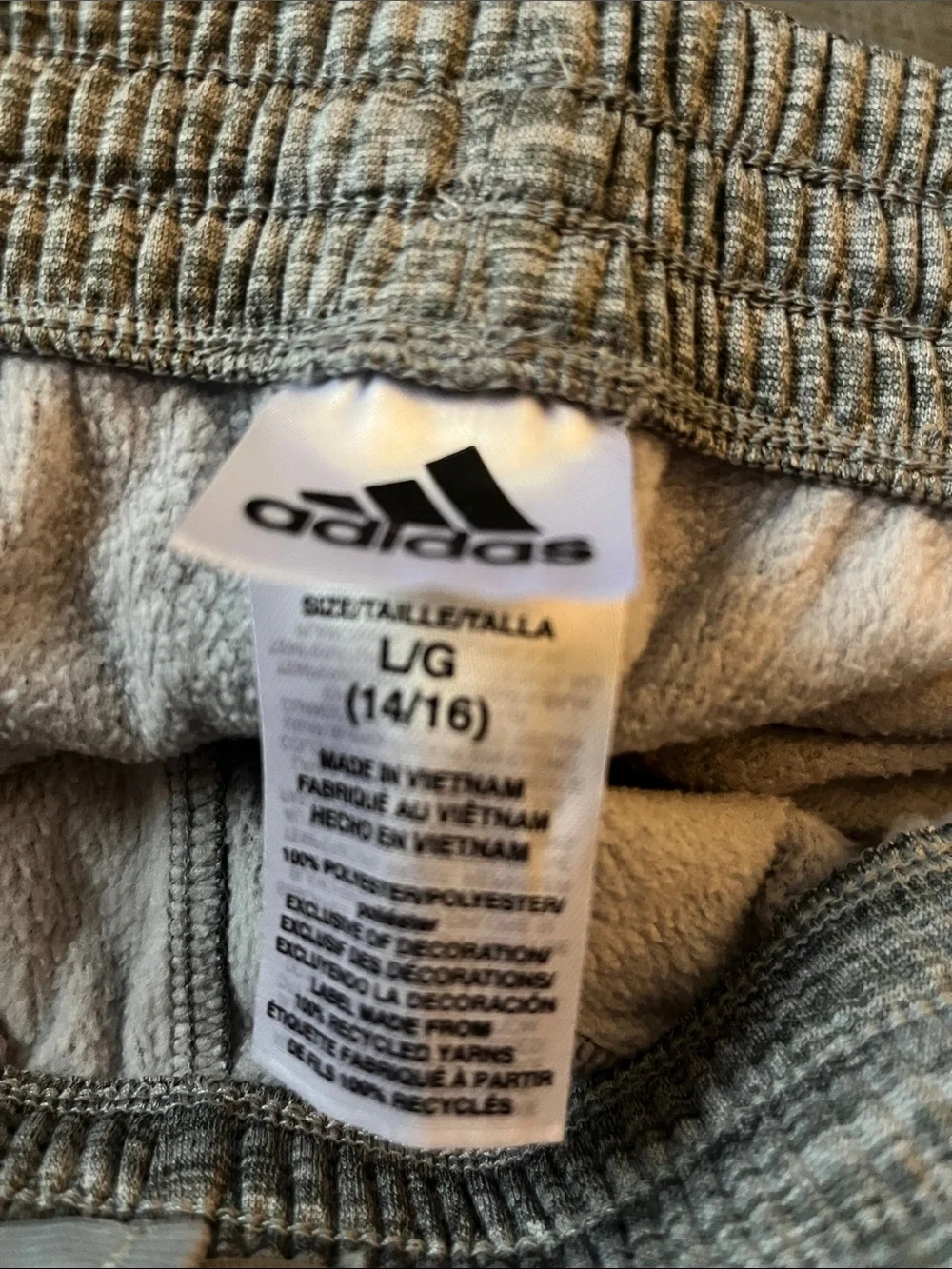 adidas Gray Sweat Joggers with Black Side Stripes Boys Size L 14/16