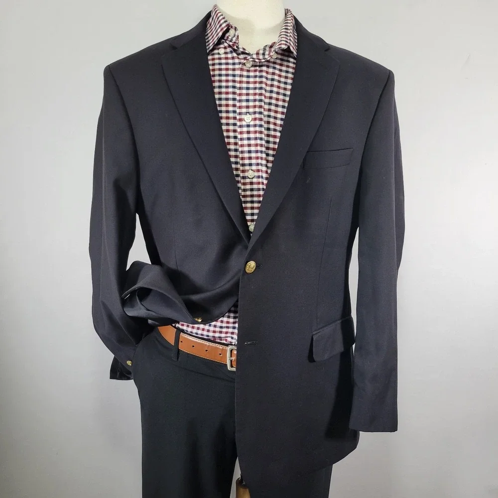 JOS A‎ BANK Signature Men's Sport Coat Blazer Two Button Navy Wool Size 43R