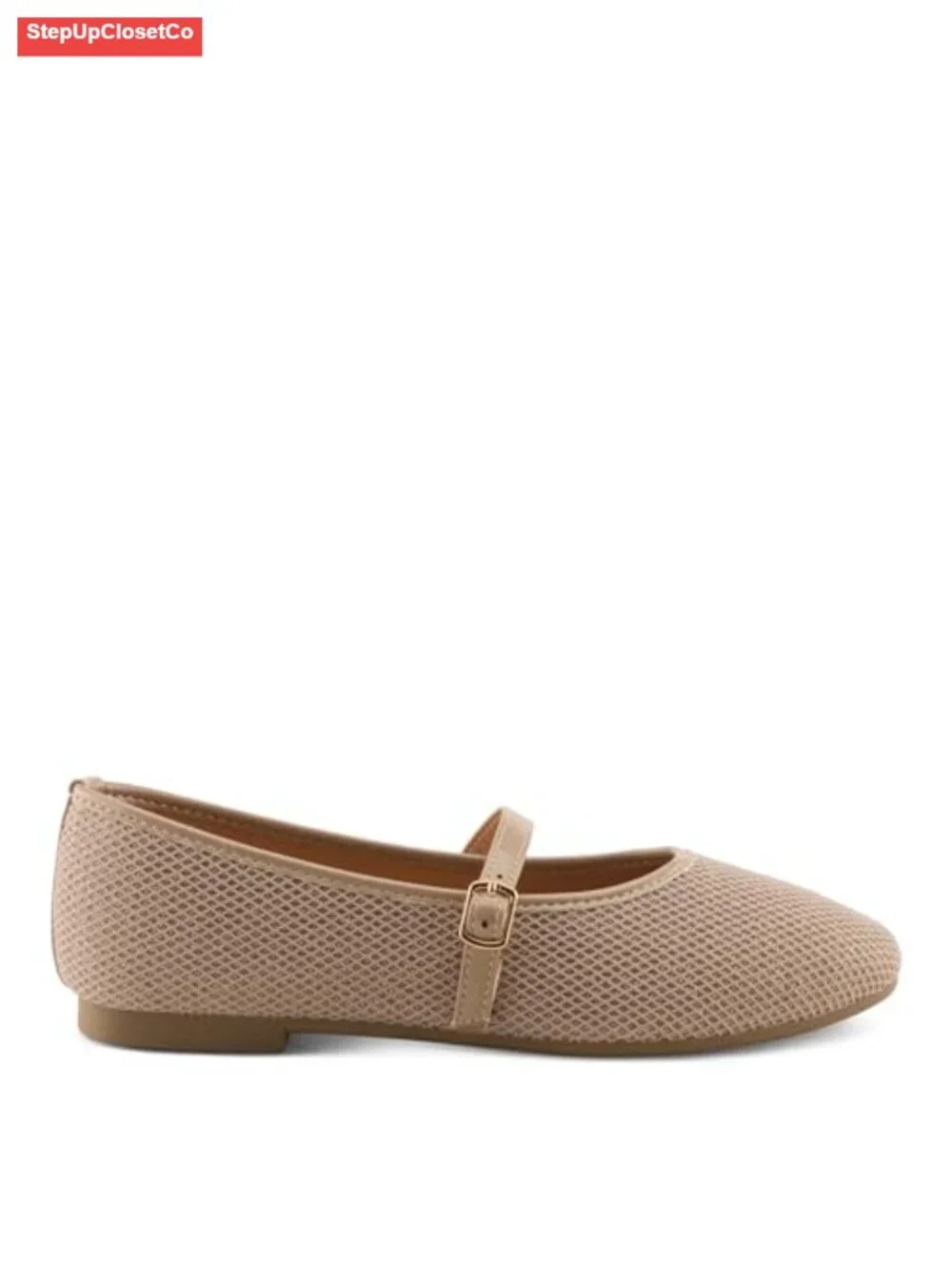 Women's Mary Jane Flat Cushioned Insole Woven Texture Adjustable Strap