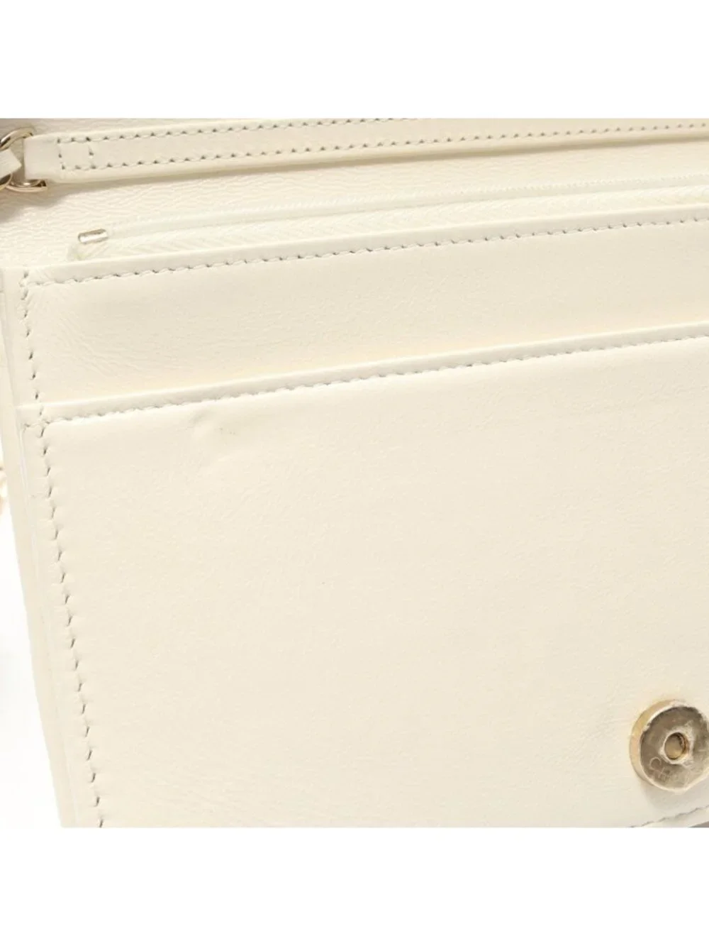 Chanel Shoulder Bag Quilted White Leather Chain Wallet