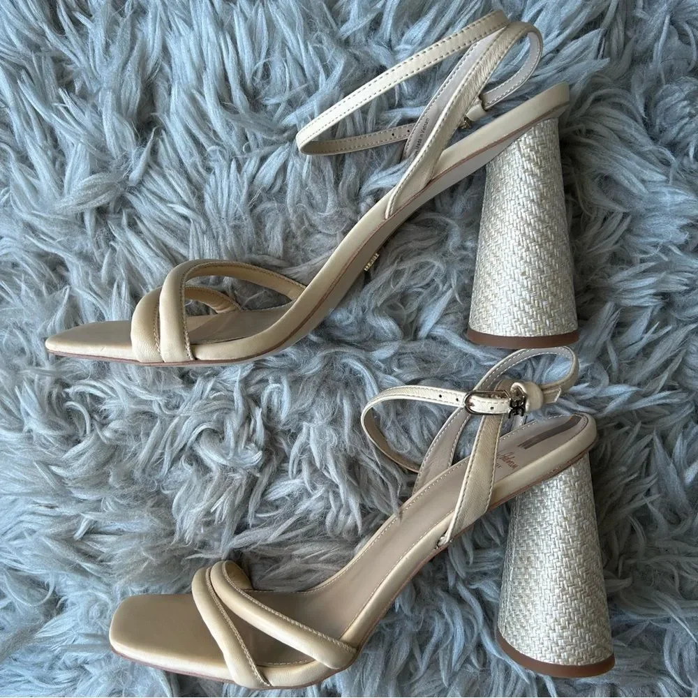 Sam Edelman Kia neutral beige block heel sandals women’s shoe size 10