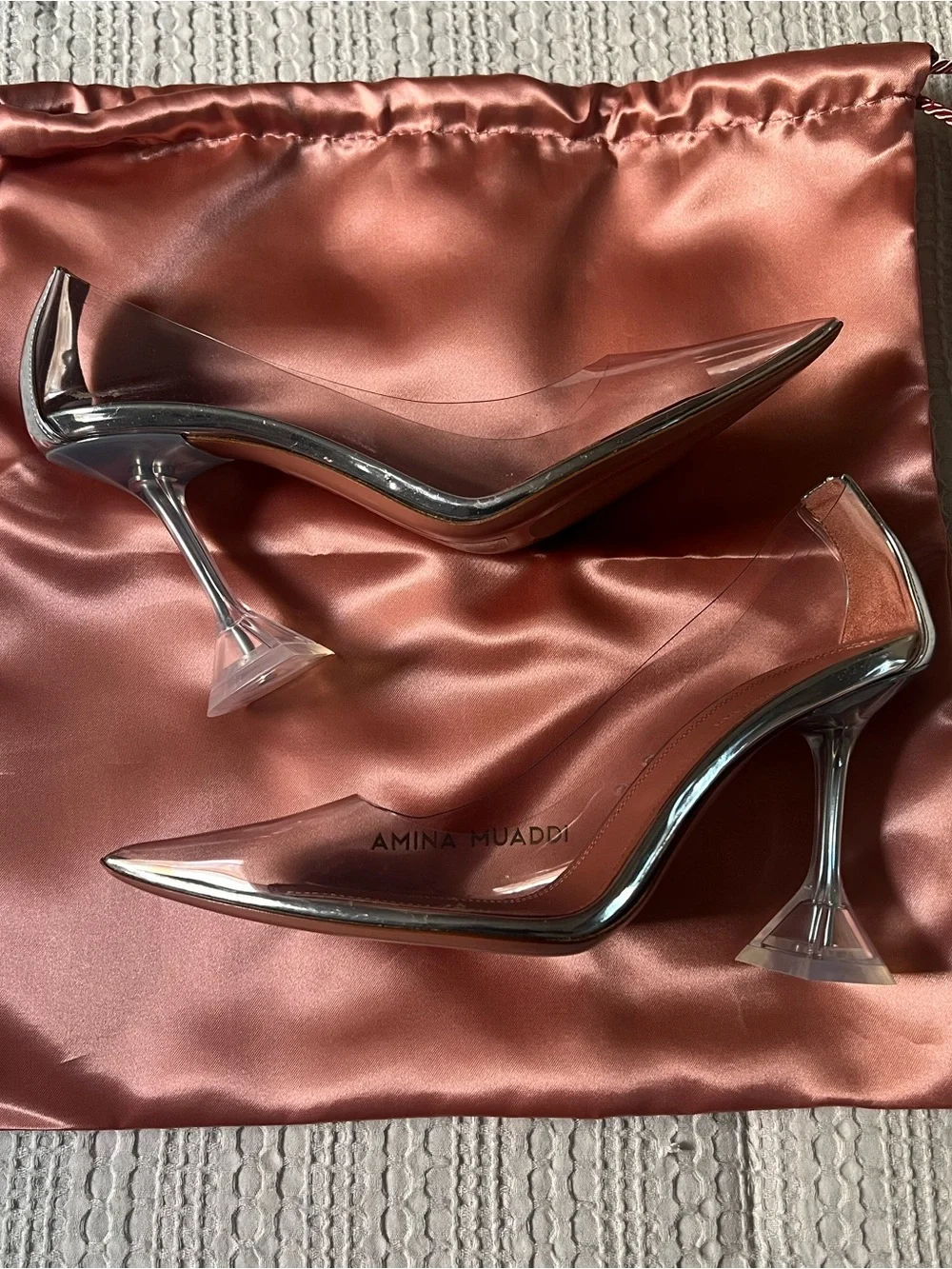 Amina Muaddi transparent pvc