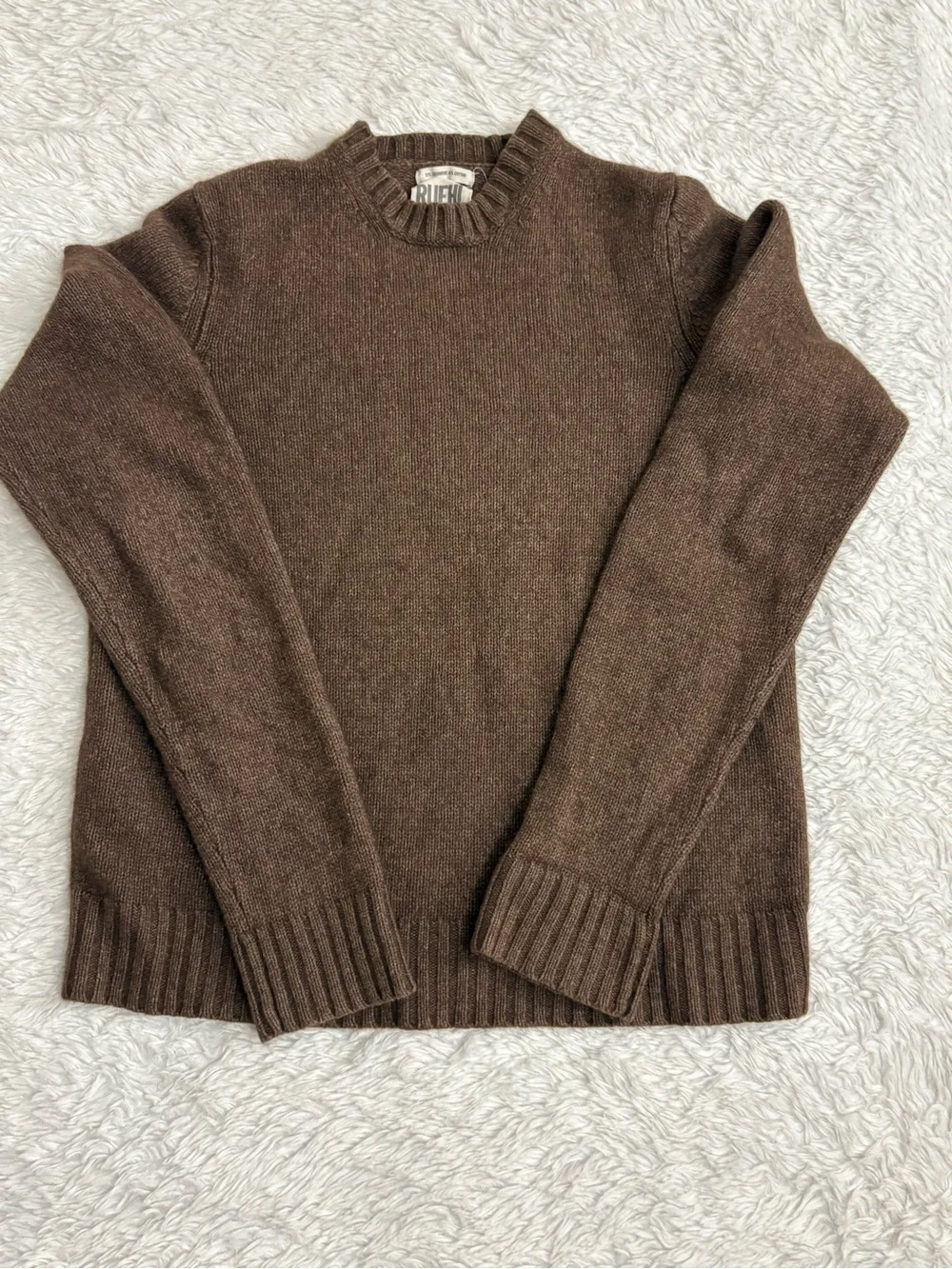 VINTAGE Y2K RUELH # 925 Cashmere Blend Women's Brown Crew Neck Sweater M Preppy
