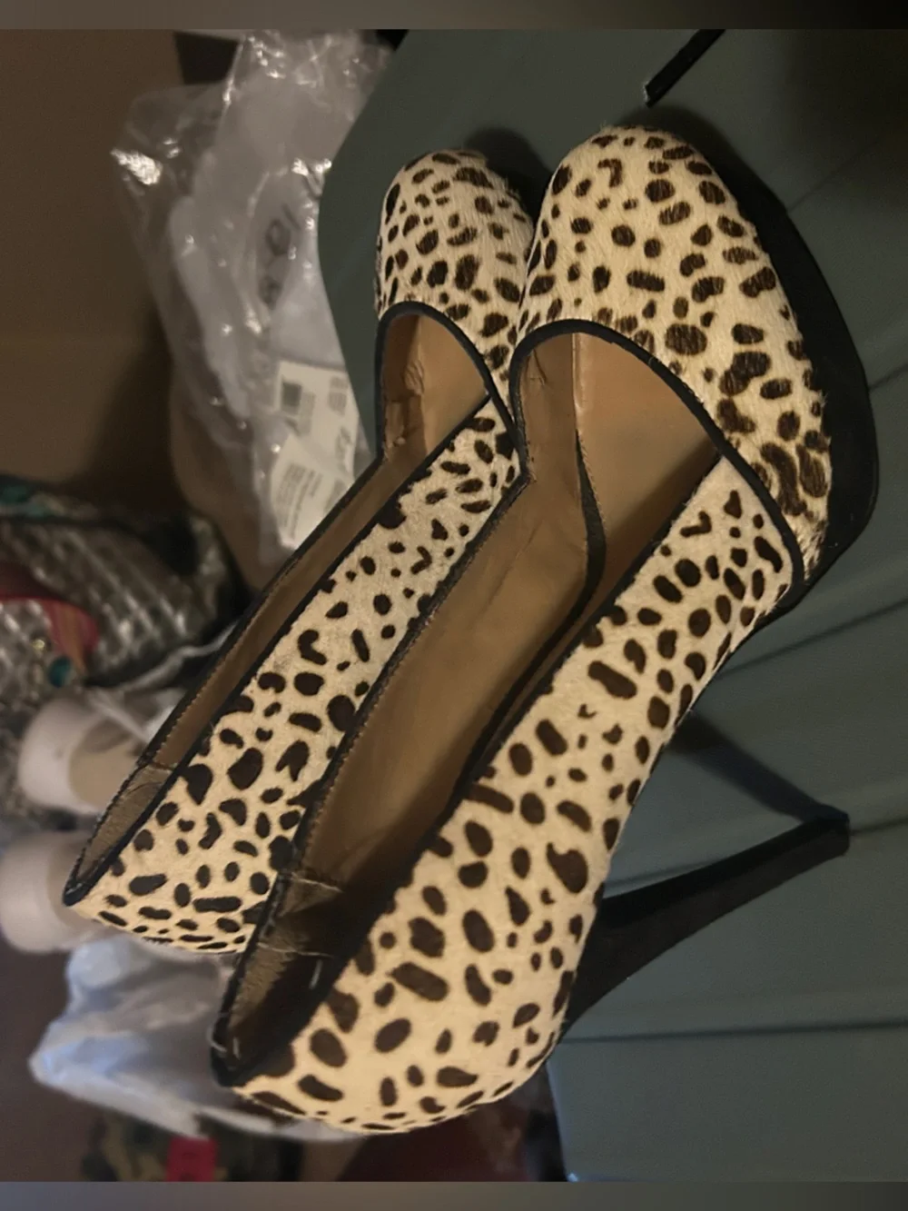 Chinese Laundry Leopard Print Platform Pumps in Cream and Black