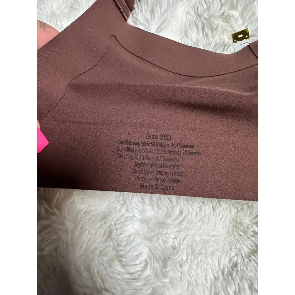 VertVie Womens 38D Brown Seamless Wireless Bra Full Coverage Padded Comfort NWT