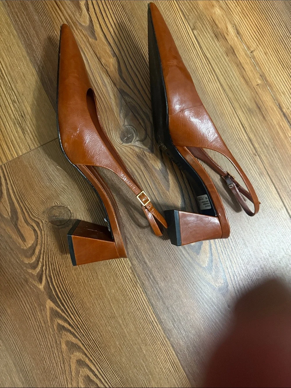 SCHUTZ Cognac Pointed Slingback Pumps