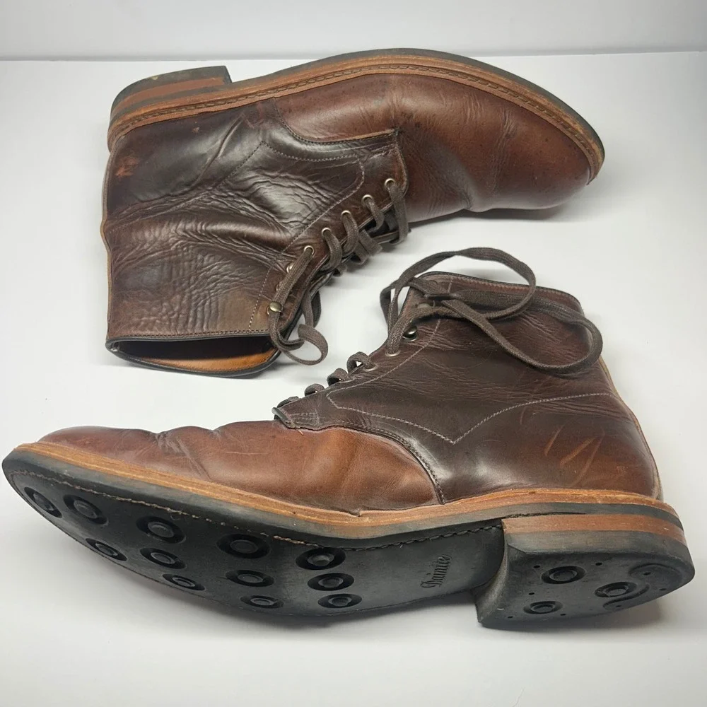 Allen Edmonds Higgins Mill Brown Leather Mens Size 13 D Boots 7562 Dainite Sole