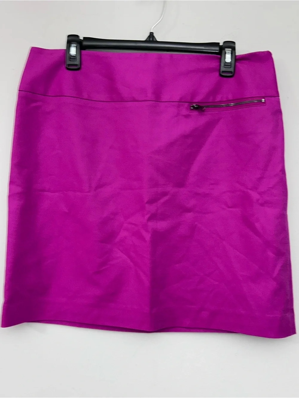 Ann Taylor Bright Fuchsia Mini Pencil Skirt Lined Zipper Closure Size 12