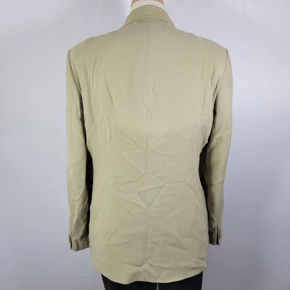 Nat Nast Men's Sport Coat Blazer Two Button Beige‎ Twill 100% Silk Size Medium