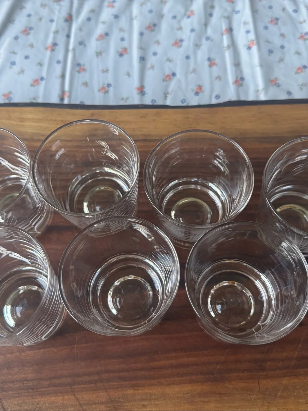 Set of 7 Etched Wheat Lowball Glasses