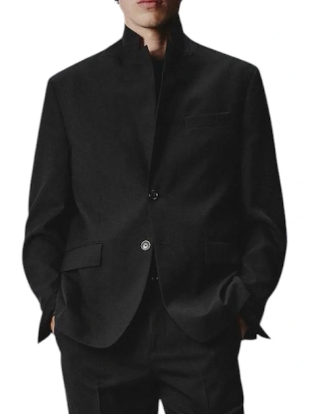 Zara Men Black Slim Fit Blazer Single Breasted Suit Jacket US 44 / EUR 54