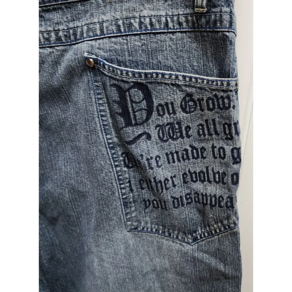 Makaveli Tupac Shakur Grow / Evolve Quote Blue Hip Hop Jean Shorts Men's Size 42