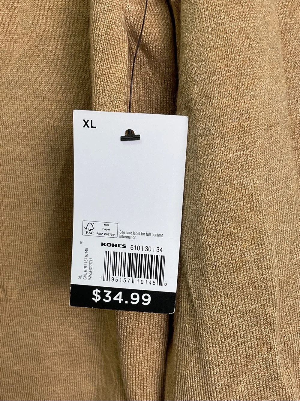 Nine West Men's Camel/Tan Turtleneck Sweater