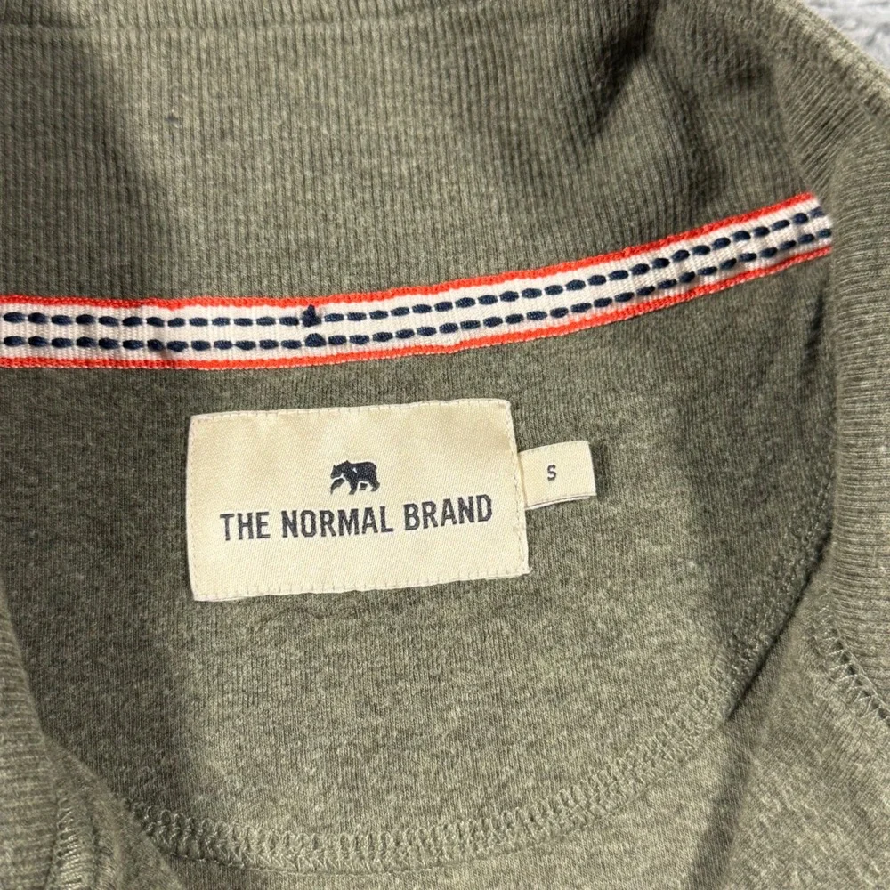 The Normal Brand Performance 1/4 Zip Pullover Mens Small Olive Green Stretch