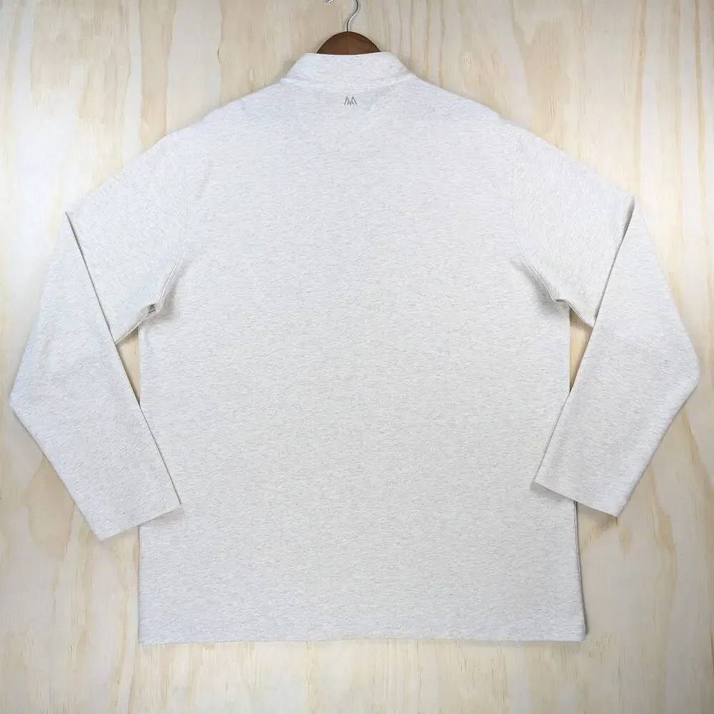 Mizzen+Main Men's XXL 1/4 Zip Pullover Sweater Heathered Beige Stretch Knit