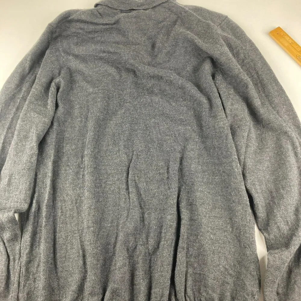 Eddie Bauer Sweater Mens L Gray 100% Merino Wool Made Australia Collared Polo