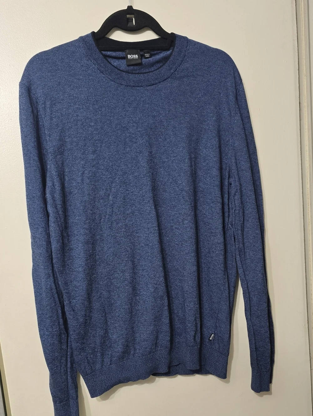 Hugo Boss Men’s Heathered Blue Crewneck Sweater