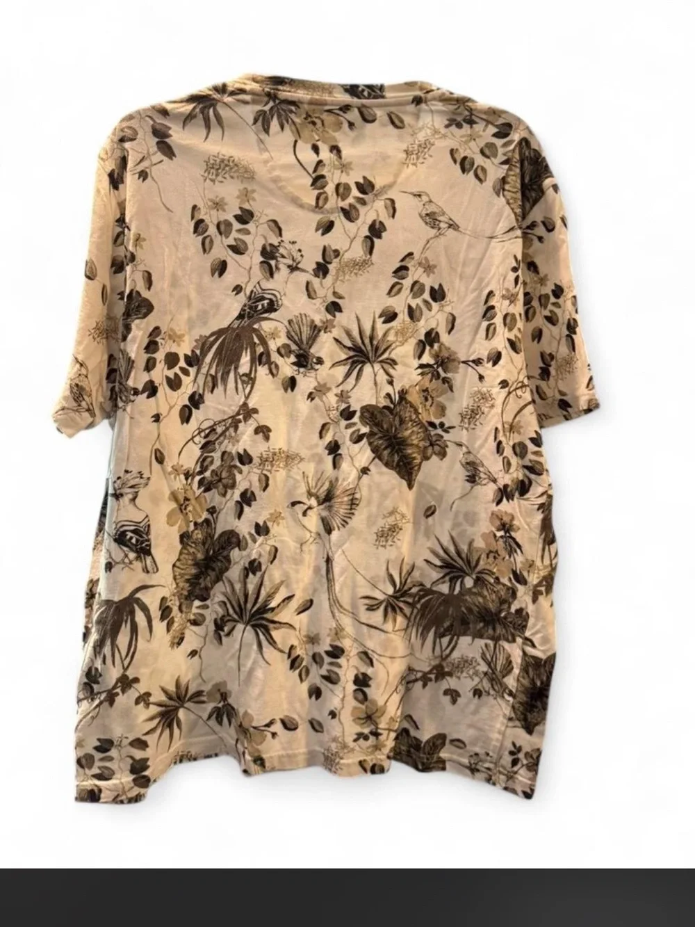 🔥 INSTANT VIBES 🔥 INC International Concepts Beige Botanical Floral Tee large