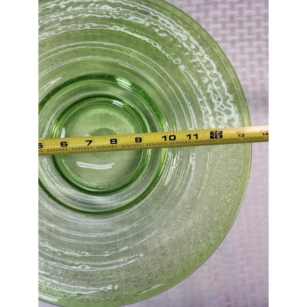 Empoli Green Pedestal Console Bowl Italian Controlled Bubble Glass 13