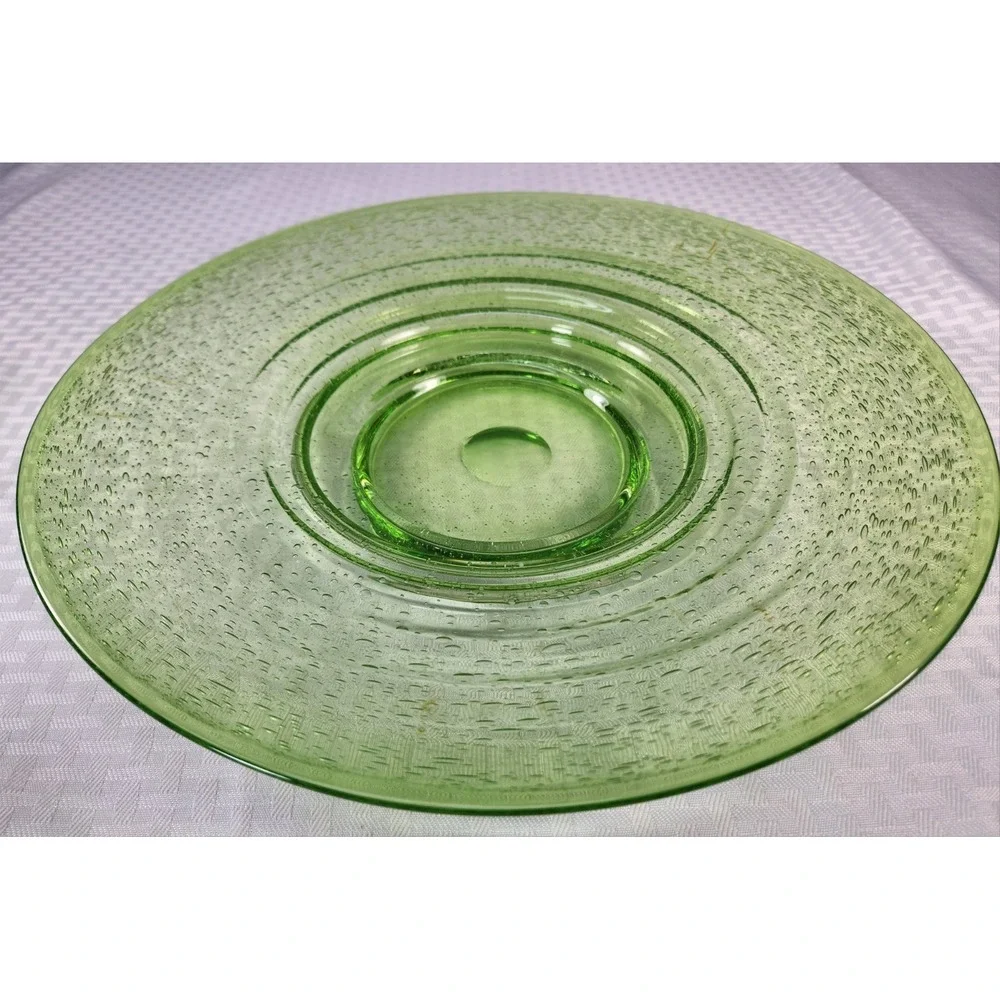 Empoli Green Pedestal Console Bowl Italian Controlled Bubble Glass 13
