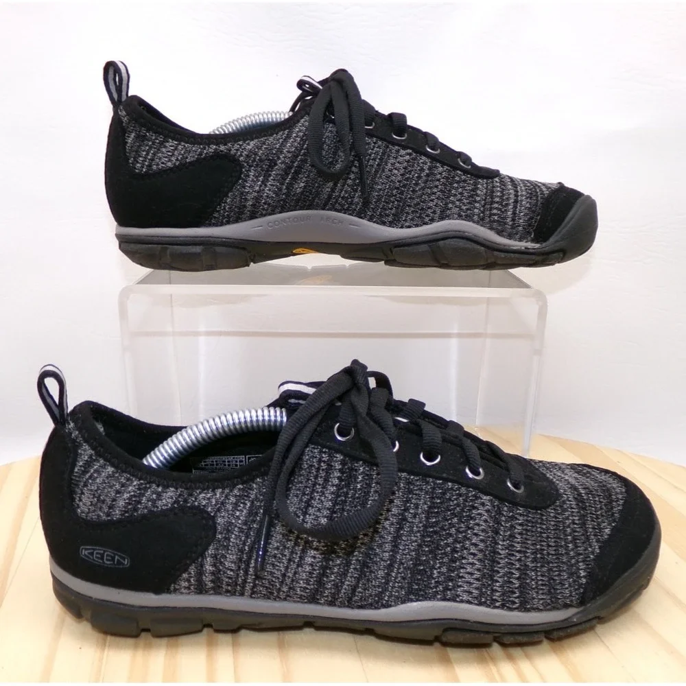 Keen Hush Knit Trail Shoes Womens Black Gray Size 7 Hiking Lace Up Low Top