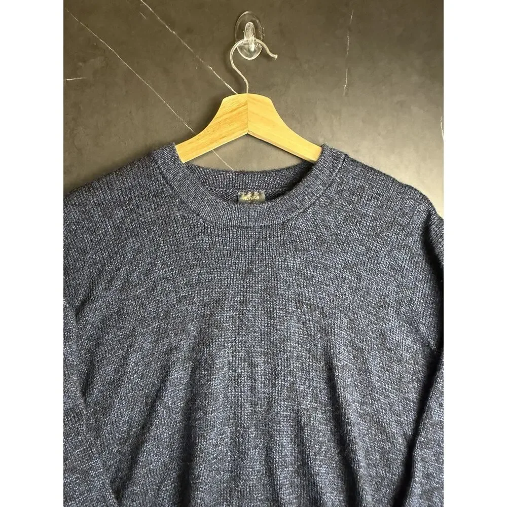 VTG Alpaca Sweater Men’s XL Navy Blue Made In Peru Crewneck Wool Knit 90s