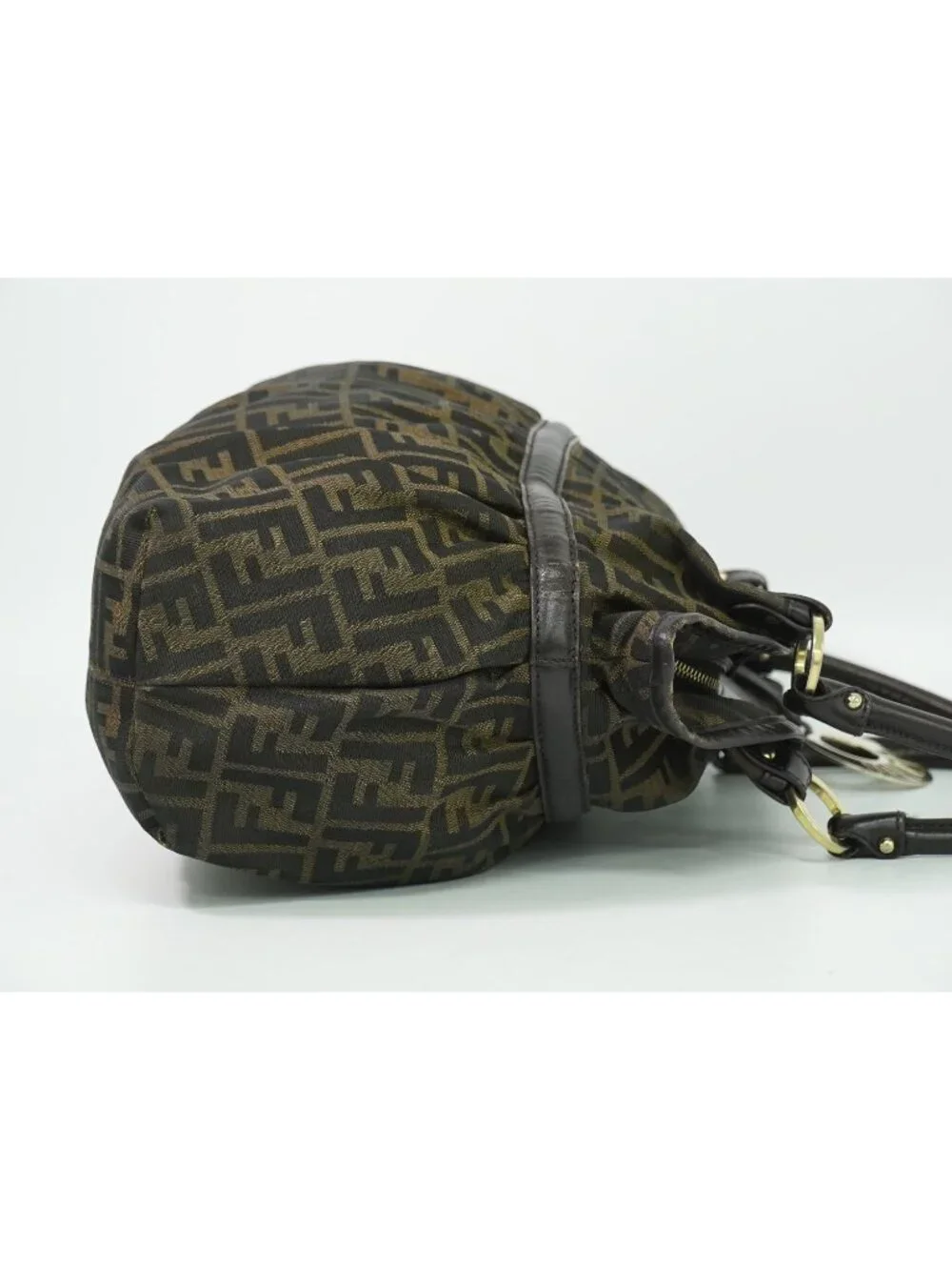 Fendi Zucca Shoulder Bag Canvas Brown
