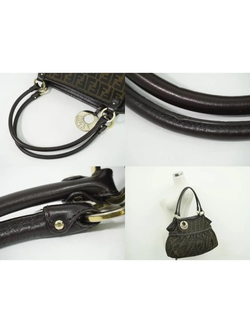 Fendi Zucca Shoulder Bag Canvas Brown