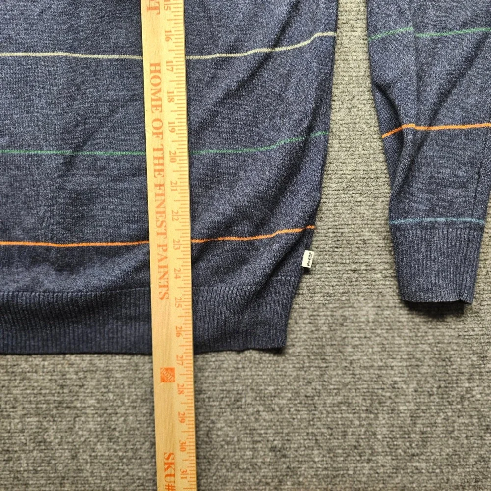 Levis Mens Slim Fit V-Neck Sweater Blue Striped Wool Blend L S37173-472 F2