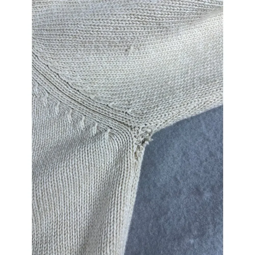 Dockers Sweater Mens L Cream 1/4 Zip Mock Neck Fair Isle Nordic Knit Pullover