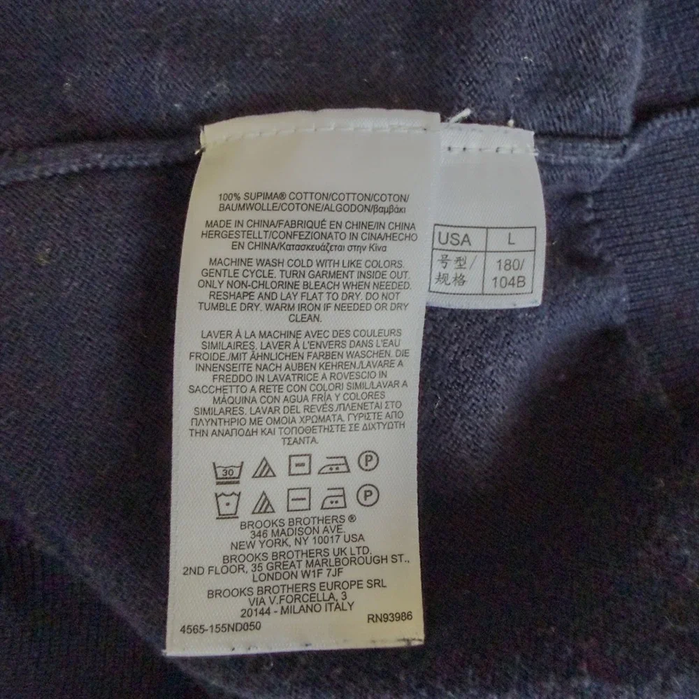 Brooks Brother's Preppy Supima Cotton Navy Quarter Zip Pullover Sweater Size L