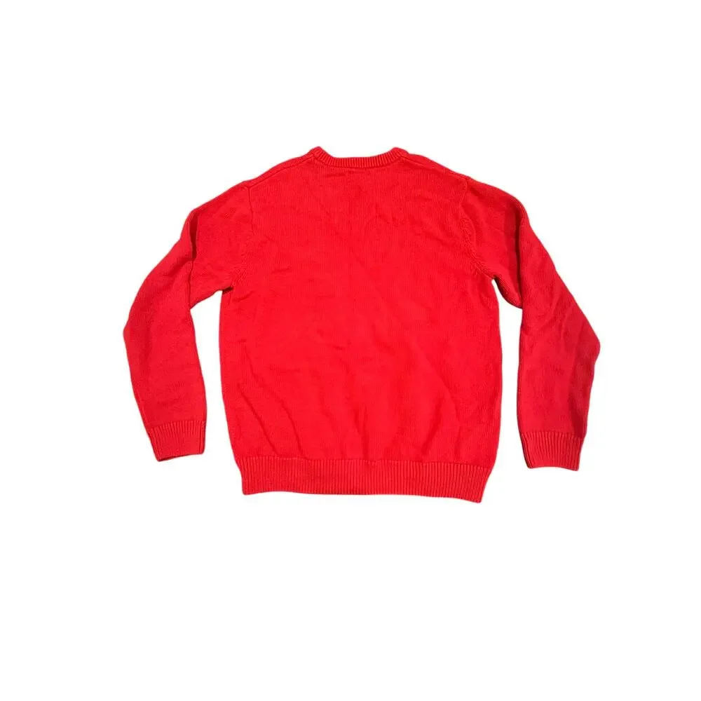 Chaps Men's XL Red Cotton Long Sleeve Embroidered Logo Crewneck Pullover Sweater