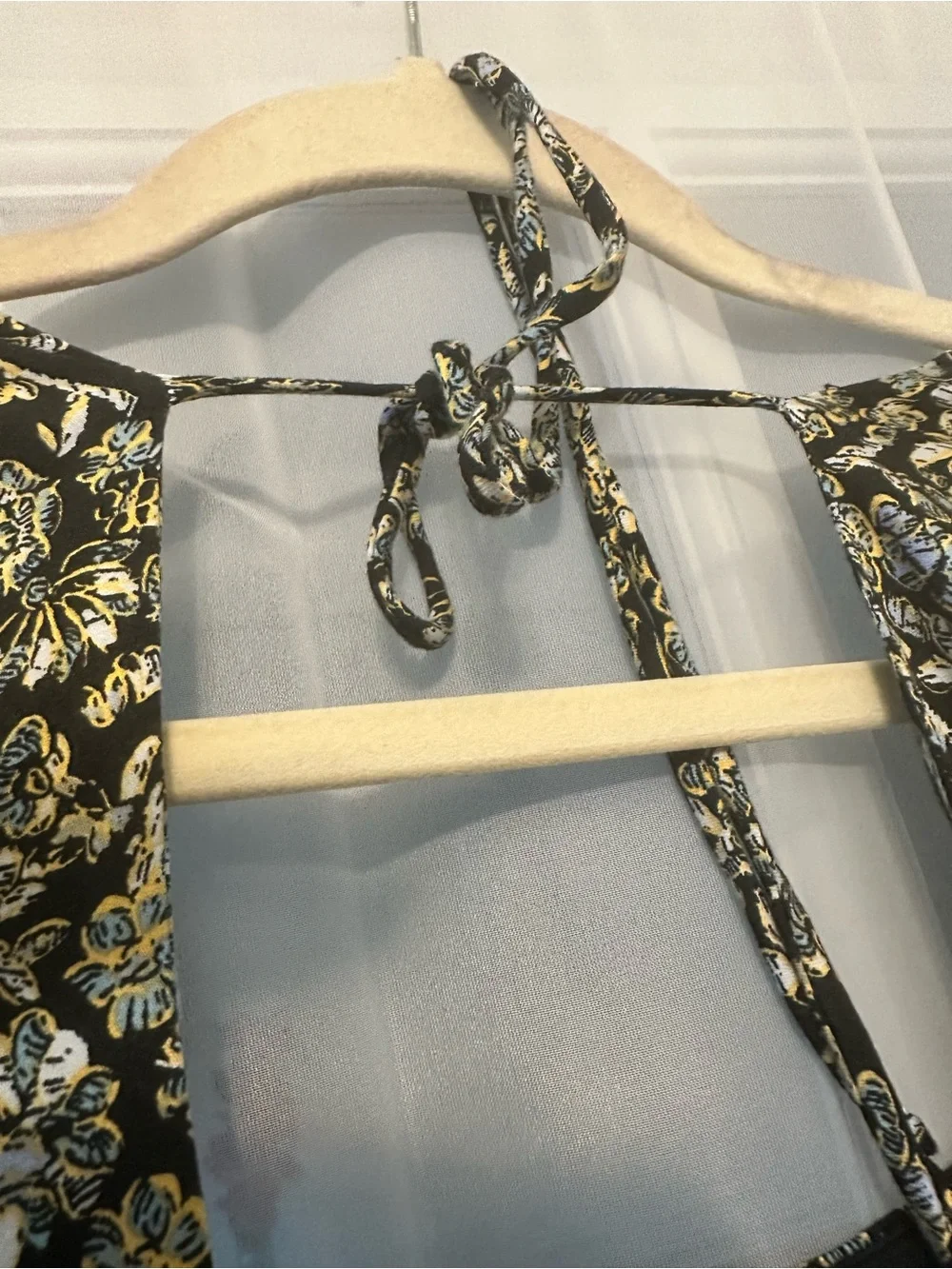 Free People Boheme Floral Mini Dress Square Neck Open Back Long Sleeve Size 10