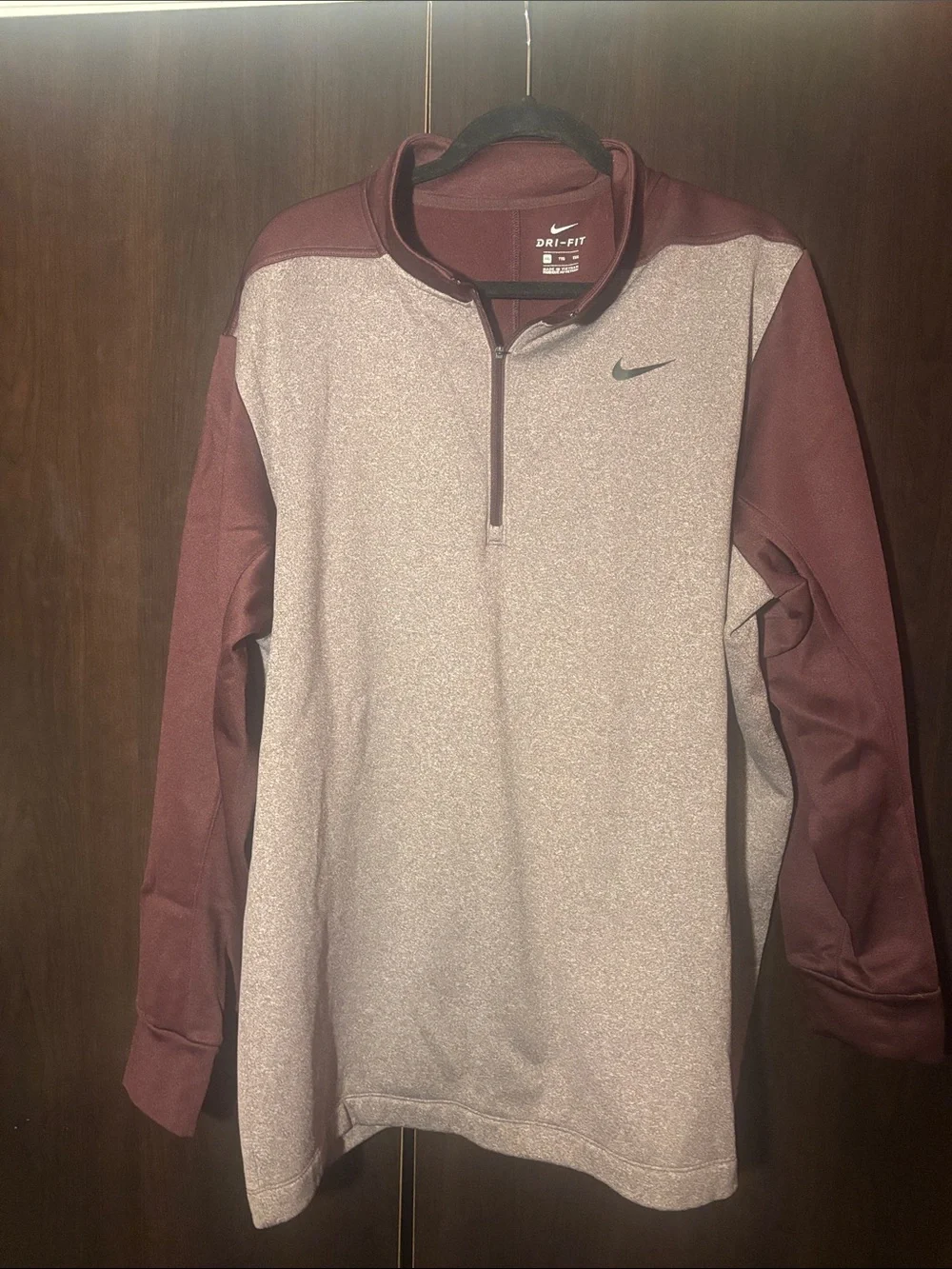 Nike Men’s Maroon and Heathered Light Maroon Quarter-Zip Pullover XXL