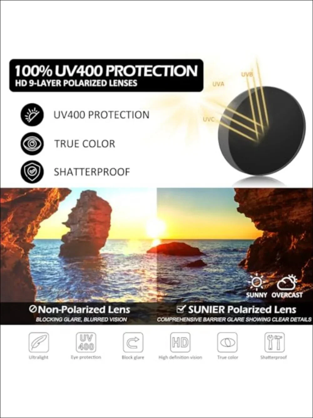 Polarized Oversized Retro Sunglasses UV400 Shield Full Coverage Running
