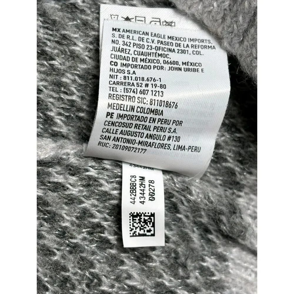 American Eagle Camouflage Cropped Sweater Womens Sz S Gray Oversized Wool Blend