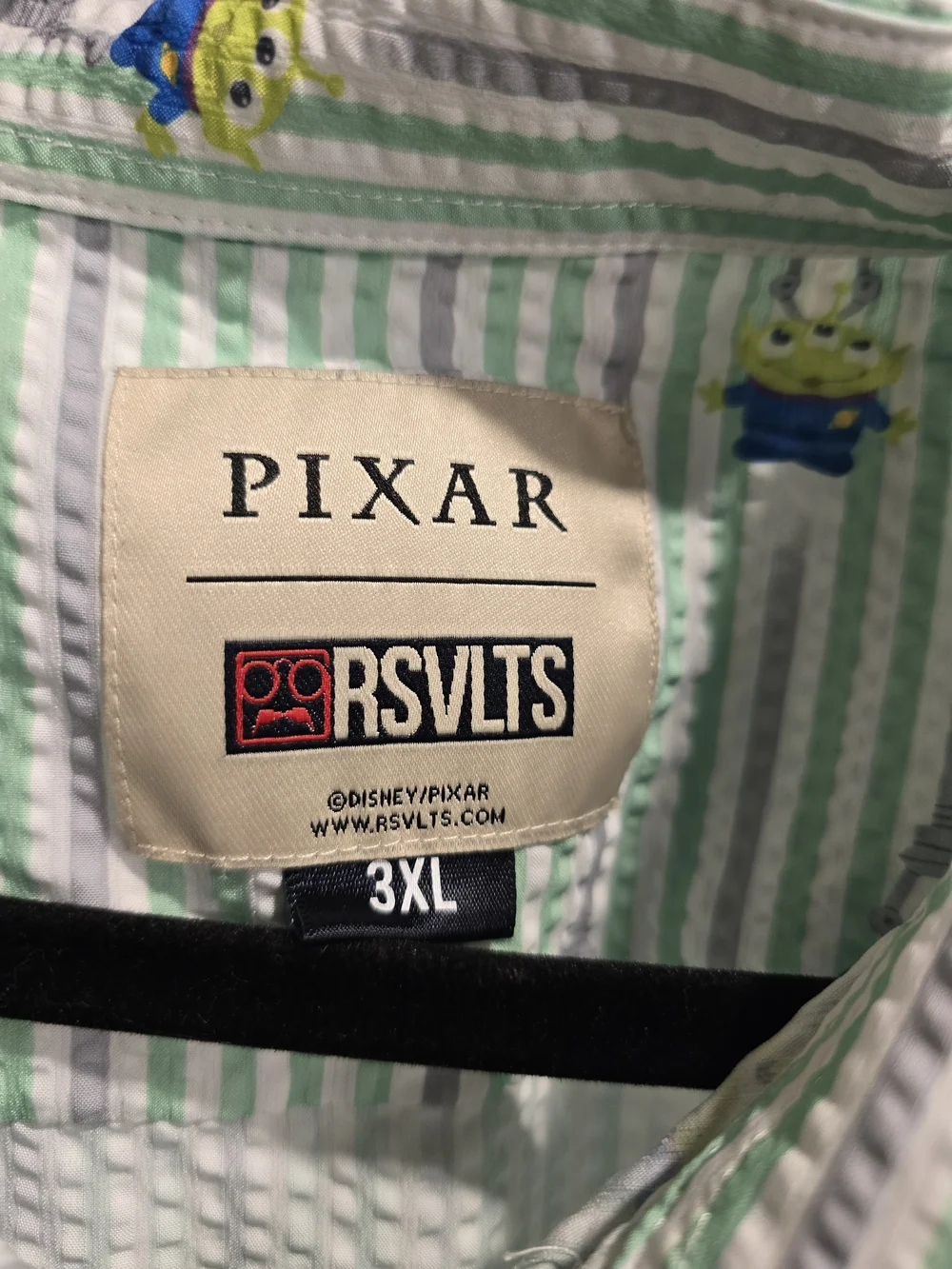 RSVLTS Pixar Toy Story Aliens Short-Sleeve Seersucker Shirt 3XL