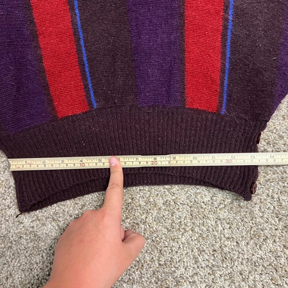 Fenn Wright & Manson Vintage Silk Angora Striped Cropped Sweater Purple Red L