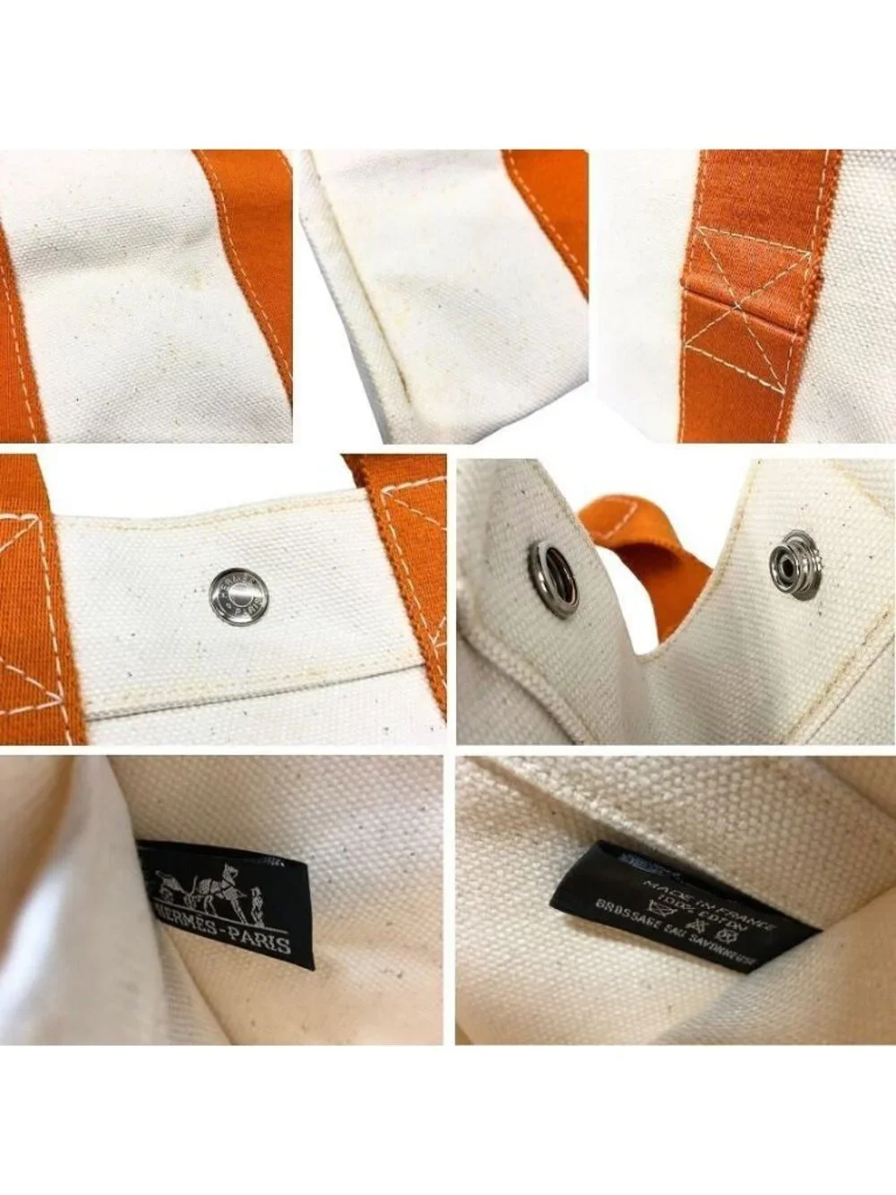 Hermes Bora PM Tote Bag Cotton Canvas Orange