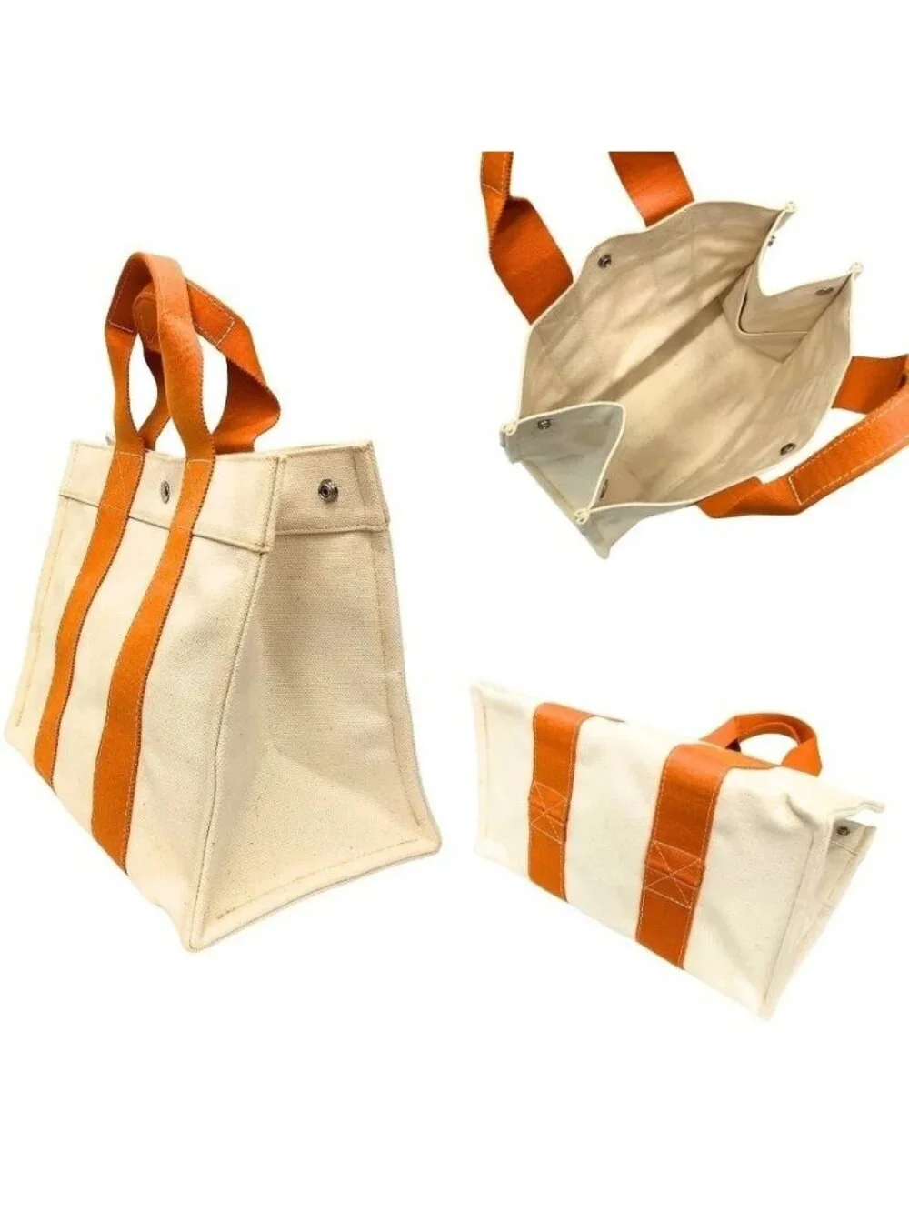 Hermes Bora PM Tote Bag Cotton Canvas Orange