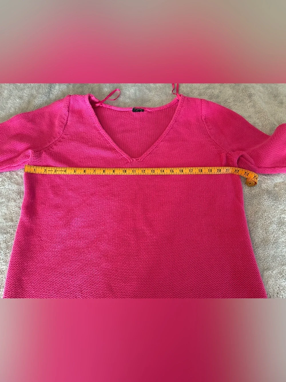 Women’s Long Sleeve V-Neck Pink Sweater Size Large 100% Cotton