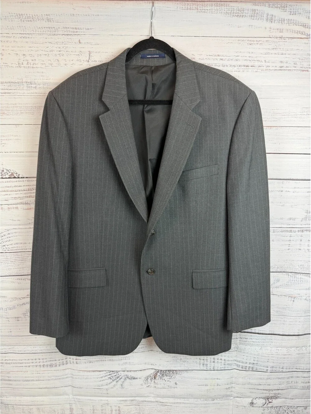 RALPH LAUREN RALPH gray striped wool lycra mens jacket blazer 46R