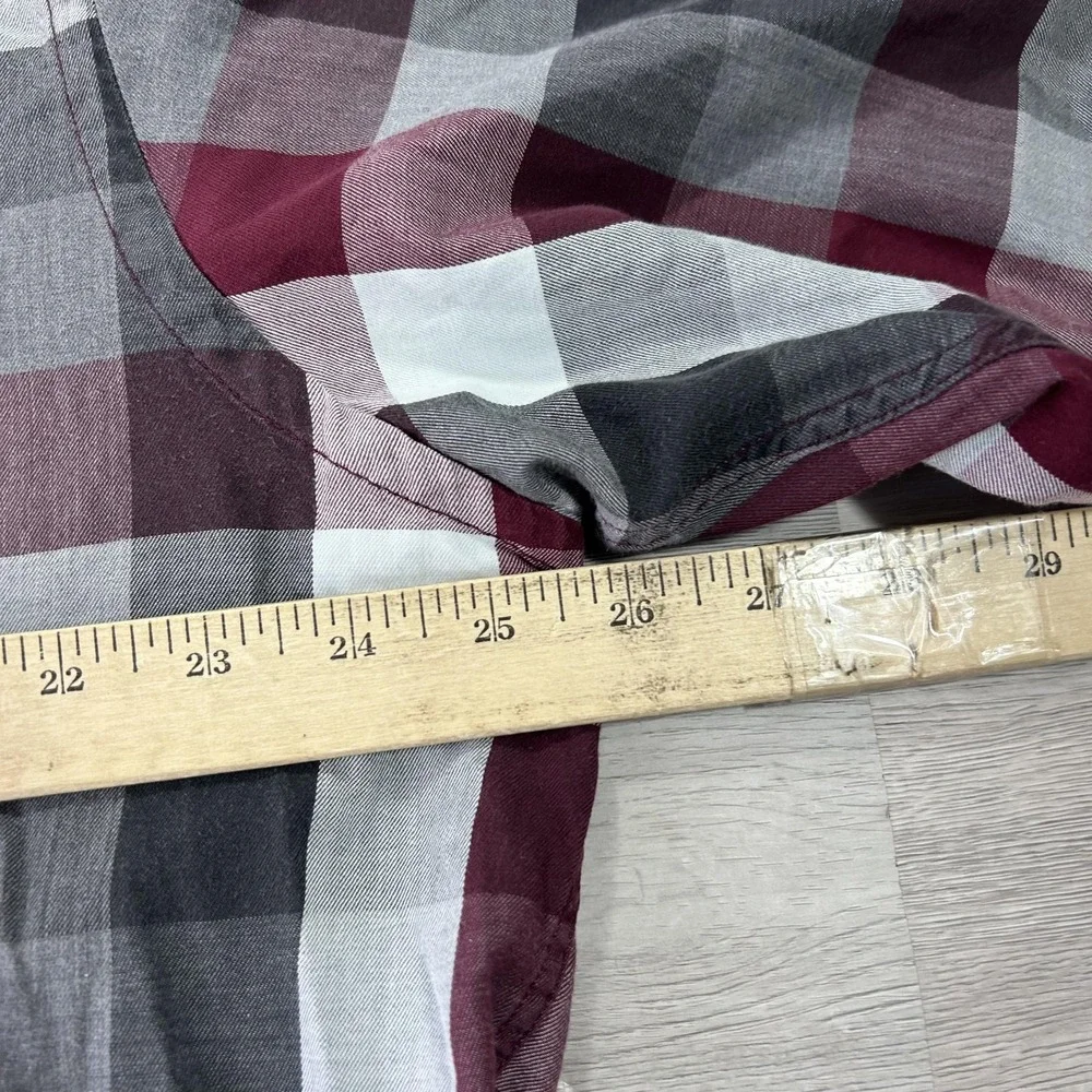 Bullock & Jones Shirt Mens 2XL Red‎ Gray Plaid Long Sleeve Button Up Casual