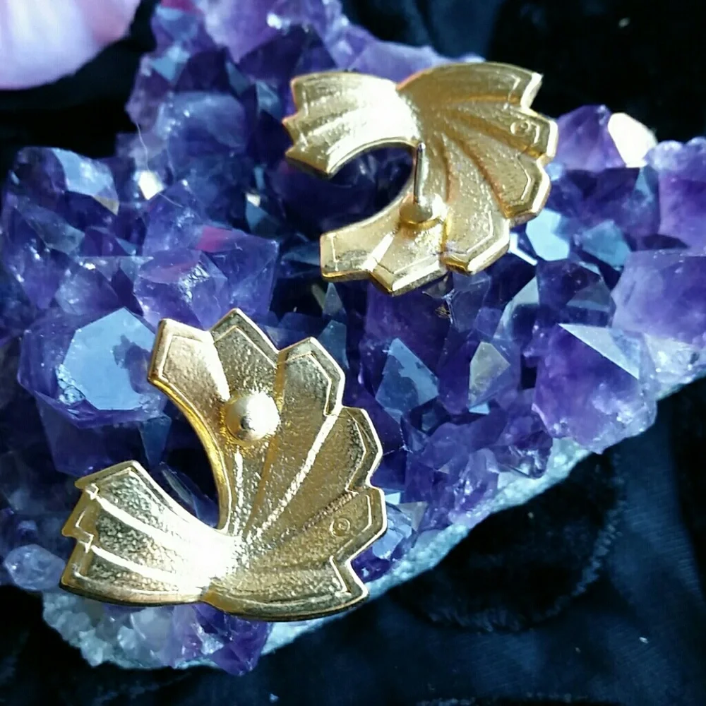 Vintage blue enamel and goldtone earrings