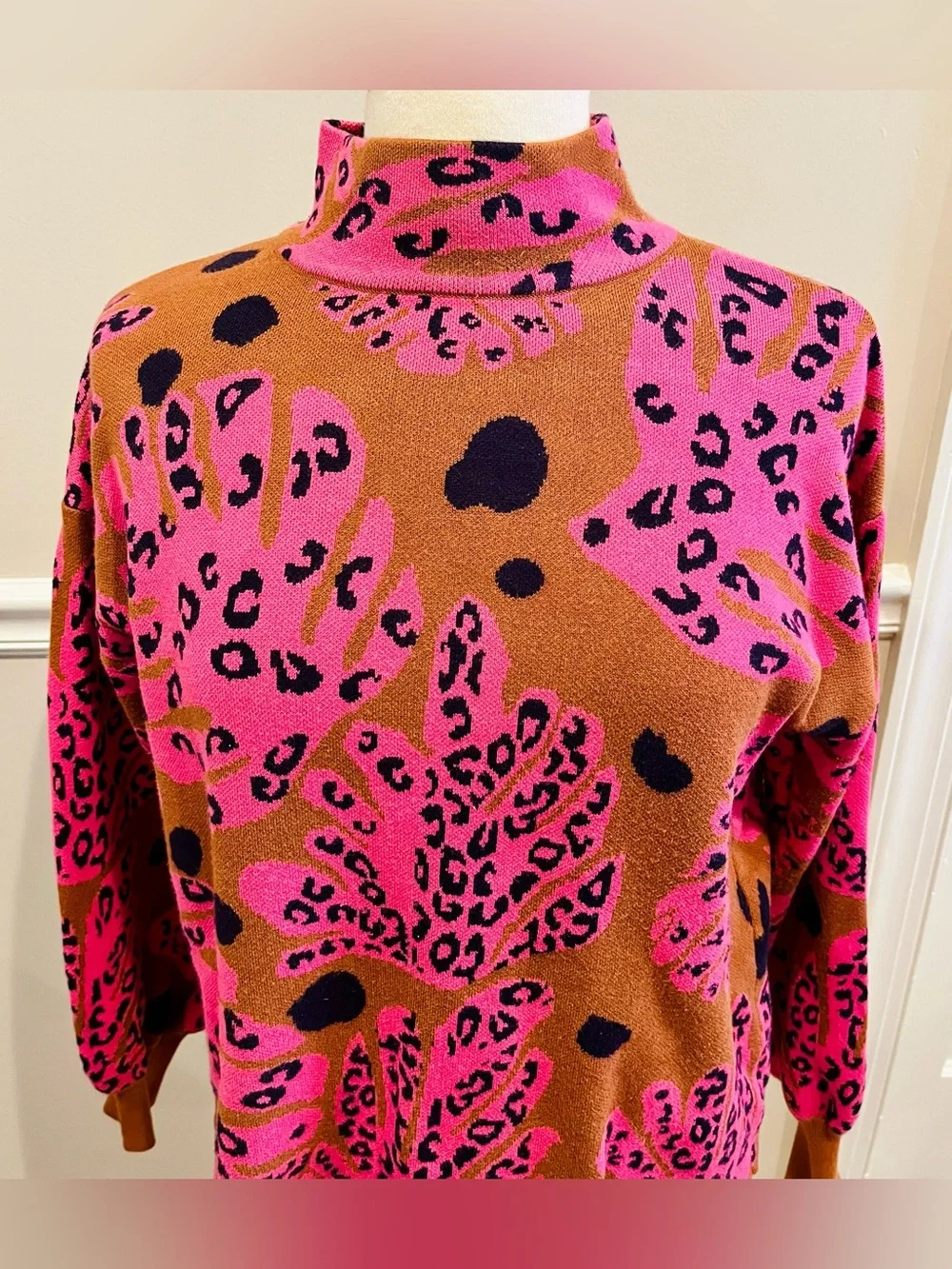 Fate: Dance Around It Camel Brown Mixed Print Sweater