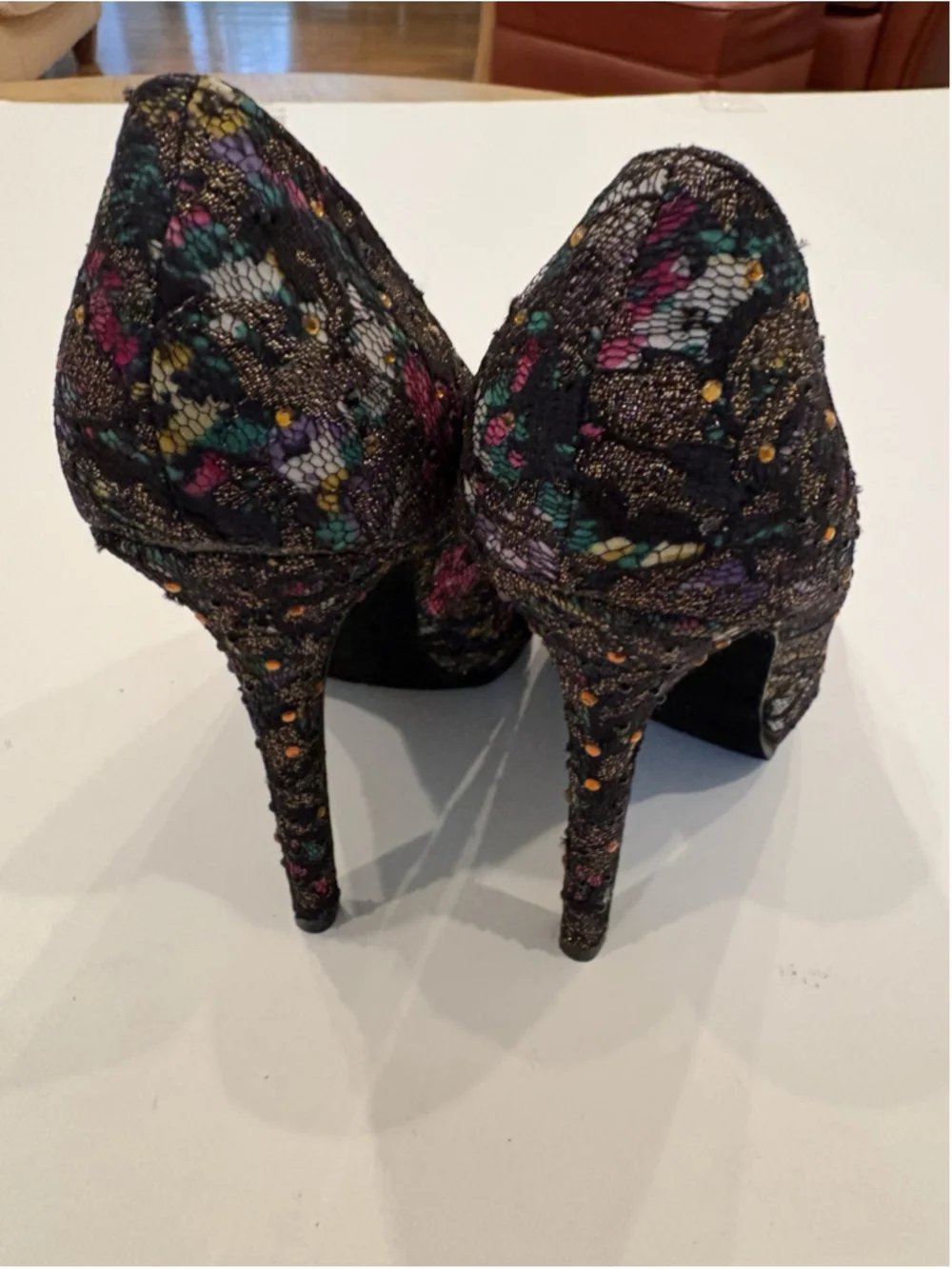 Naughty Monkey High Heel Pumps -4” Stiletto Heel -size 7-glitter Top-glamorous