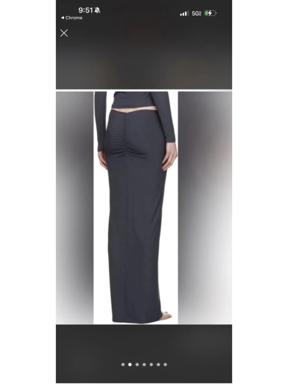 SKIMS Gray Ribbed Knit Ruched Drawstring Long Maxi Skirt Stretch Women's XL